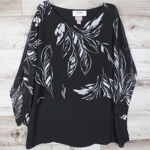 Chico's* Women's Sleeveless Lining Boat Neck Curved Hem Sheer Shaw Blouse~Size 2